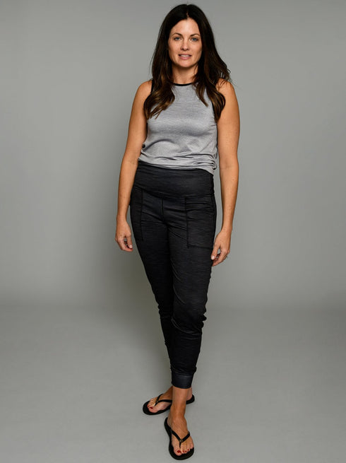 The Tie Back Tank - Black / Grey Texture